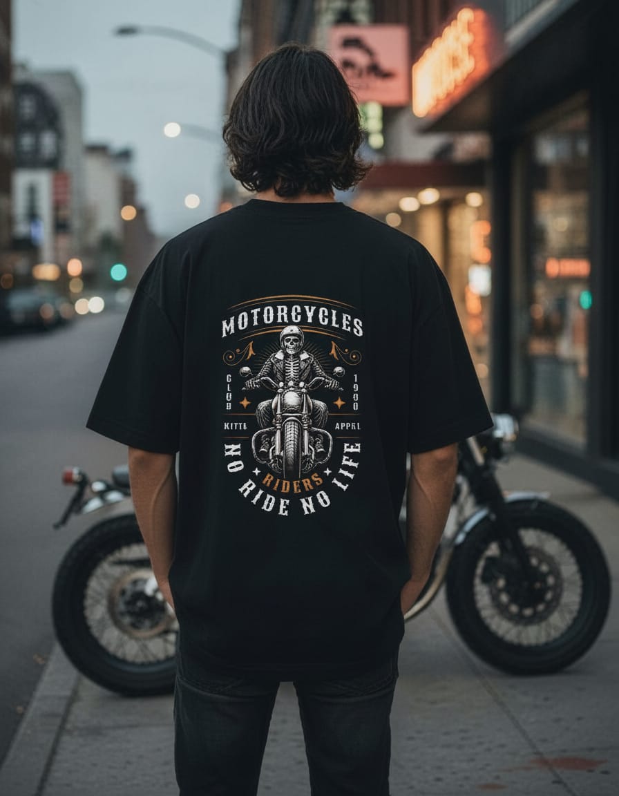 PRINTED BLACK OVERSIZED T SHIRT