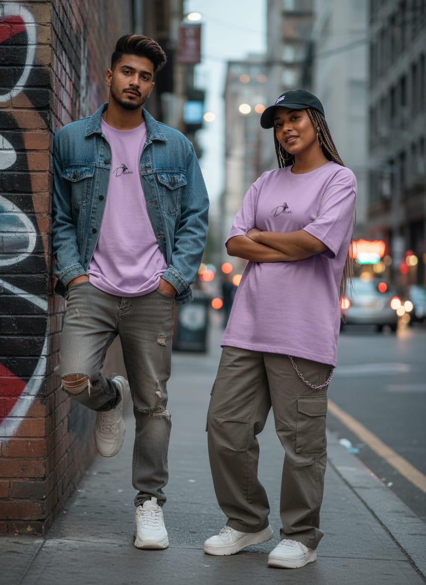 LAVENDER OVER SIZED T SHIRT