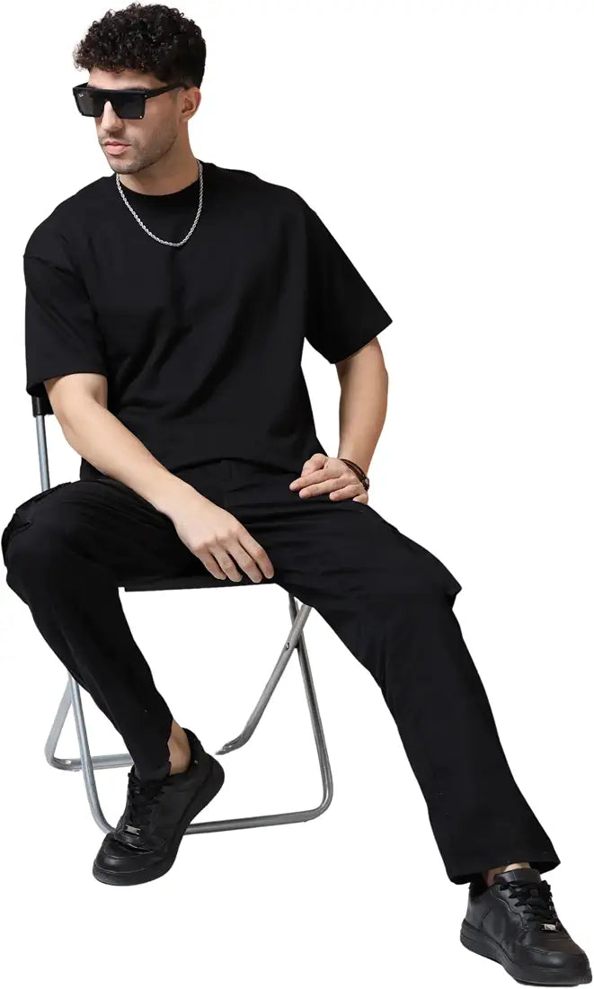 Relaxed fit black T shirt
